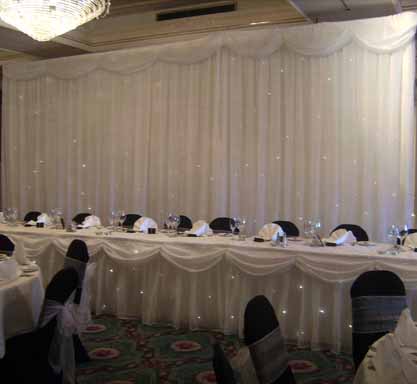 New for 200910 Our stunning Starlight Backdrop Wedding Arch Table Skirt